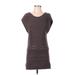 Free People Casual Dress - Mini Scoop Neck Short sleeves: Brown Solid Dresses - Women's Size X-Small