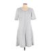 T by Talbots Casual Dress - A-Line Scoop Neck Short sleeves: Gray Print Dresses - Women's Size Large