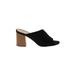 Lulus Mule/Clog: Slide Chunky Heel Boho Chic Black Print Shoes - Women's Size 7 1/2 - Open Toe