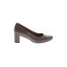 Naturalizer Heels: Slip-on Chunky Heel Work Brown Solid Shoes - Women's Size 6 1/2 - Round Toe