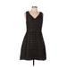 Moulinette Soeurs Casual Dress - A-Line V Neck Sleeveless: Brown Stripes Dresses - Women's Size 10