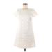 Xhilaration Casual Dress - A-Line High Neck Short sleeves: Ivory Print Dresses - Women's Size Medium