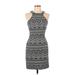 Parker Casual Dress - Sheath High Neck Sleeveless: Gray Aztec or Tribal Print Dresses - Women's Size Medium