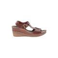 Flexus by Spring Step Wedges: Brown Solid Shoes - Women's Size 8 - Open Toe