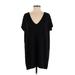 Wilfred Free Casual Dress - Shift V Neck Short sleeves: Black Print Dresses - Women's Size 2X-Small