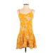 Forever 21 Casual Dress - A-Line V Neck Sleeveless: Yellow Floral Dresses - Women's Size Small