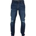 Bequeme Jeans URBAN CLASSICS "Urban Classics Herren Distressed Stretch Denim Pants" Gr. 32, Normalgrößen, blau (darkblue destroyed washed) Herren Jeans