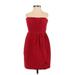 Shoshanna Casual Dress - Sheath Strapless Sleeveless: Red Print Dresses - Women's Size 2