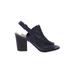 Indigo Rd. Heels: Slingback Chunky Heel Bohemian Blue Print Shoes - Women's Size 10 - Open Toe