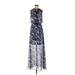 Vince Camuto Casual Dress - Maxi: Blue Baroque Print Dresses - Women's Size 4