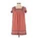 Knox Rose Casual Dress - Shift Square Short sleeves: Brown Dresses - Women's Size X-Small