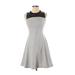 Club Monaco Casual Dress - A-Line Crew Neck Sleeveless: Gray Color Block Dresses - Women's Size 0