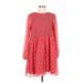 ASOS Casual Dress - A-Line Crew Neck Long sleeves: Red Print Dresses - Women's Size 10