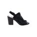 Indigo Rd. Heels: Slingback Chunky Heel Casual Black Print Shoes - Women's Size 10 - Open Toe