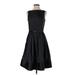 Isaac Mizrahi for Target Casual Dress - Fit & Flare Crew Neck Sleeveless: Black Print Dresses - Women's Size 6