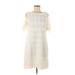 Ronni Nicole Casual Dress - Mini Scoop Neck Short sleeves: Ivory Solid Dresses - Women's Size Small