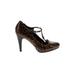 Franco Sarto Heels: Pumps Stiletto Cocktail Brown Leopard Print Shoes - Women's Size 8 - Round Toe