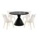 Clihome 5-Piece Black Large Table With Velvet Chair Dining Set