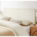 Ditmas Solid Wooden Off-White Leather Basket Weaved Floating Queen Size Headboard