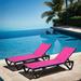 Patio Chaise Lounge with Adjustable Backrest and Wheels (Set of 2) - N/A