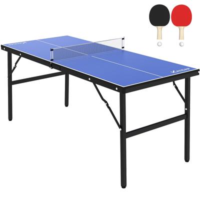 Portable Ping Pong Table, Mid-Size Foldable Tennis Table with Net