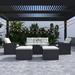 6-Piece Patio Outdoor Patio PE Rattan Wicker Sectional Set with Coffee Table, Ottomans and Removable Cushions