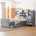 Bookcase Platform Bed with Oversized Storage Headboard and 10 Drawers 12 Storage Compartments, Twin Size Captain Bed Frame