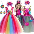 Robe de Rhprincesse pour enfants bonbons gonflés robe tutu arc-en-ciel défilé de festival pour