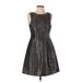 Akira Chicago Black Label Cocktail Dress - A-Line Crew Neck Sleeveless: Black Chevron Dresses - Women's Size Small