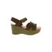 Kork-Ease Wedges: Green Print Shoes - Women's Size 6 - Open Toe