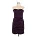 Express Casual Dress - Sheath Sweetheart Sleeveless: Purple Print Dresses - Women's Size 10