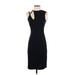 Halston Heritage Cocktail Dress - Sheath High Neck Sleeveless: Black Print Dresses - Women's Size Small