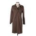 L-RL Lauren Active Ralph Lauren Casual Dress - Shirtdress Collared 3/4 sleeves: Brown Print Dresses - Women's Size Medium