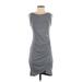 Leith Casual Dress - Wrap Crew Neck Sleeveless: Gray Marled Dresses - Women's Size Small