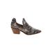 Beast Fashion Heels: Slip-on Chunky Heel Boho Chic Gray Snake Print Shoes - Women's Size 8 1/2 - Almond Toe