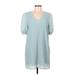BB Dakota by Steve Madden Casual Dress - Shift V Neck Short sleeves: Teal Dresses - Women's Size Medium