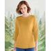 Blair Women's Coastal Cotton Three-Quarter Sleeve Bateau-Neck Tee - Yellow - L - Misses