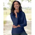 Blair Women's Essential Solid Mockneck Henley - Blue - PS - Petite