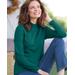 Blair Women's Essential Cotton Long-Sleeve Solid Mockneck - Green - XL - Misses