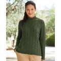 Blair Women's Donegal Braided Cabled Mockneck Sweater - Green - PM - Petite