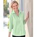 Blair Women's Foxcroft Perfect-Fit Three-Quarter Sleeve Non-iron Shirt - Green - 22W - Womens