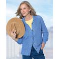 Blair Women's Shaker-Stitch Rib-Collar Cardigan - Blue - S - Misses