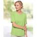 Blair Women's Coastal Cotton Notched Neckline Elbow-Sleeve Tee - Green - 1X - Womens