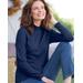 Blair Women's Essential Cotton Long-Sleeve Solid Mockneck - Blue - 2X - Womens