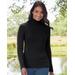 Blair Women's Ribbed Cotton Turtleneck Sweater - Black - M - Misses