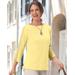 Blair Women's Lace-Sleeve Knit Tee Shirt - Yellow - XL - Misses