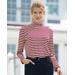 Blair Women's Essential Cotton Long-Sleeve Striped Turtleneck - Multi - L - Misses