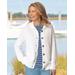 Blair Women's Shaker-Stitch Rib-Collar Cardigan - White - PL - Petite