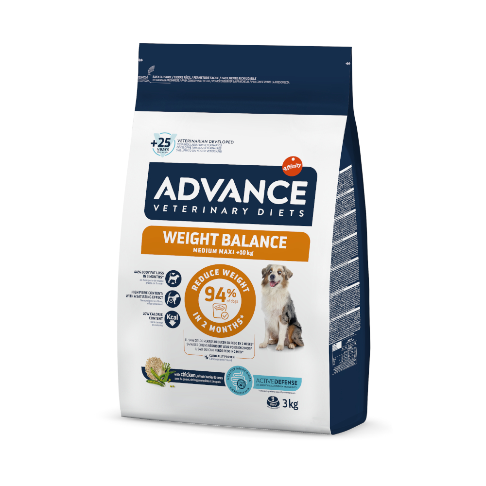 Prezzo speciale! 2 x 1,5 / 2 / 2,5 / 3 kg Advance Veterinary Diets Crocchette per cani - 2 x 3 kg Weight Balance Medium/Maxi