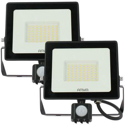 Set mit 2 50-W-LED-Flutlichtern. Schwarzer Bewegungsmelder IP65 Farbtemperatur: 4000K neutralweiß Image